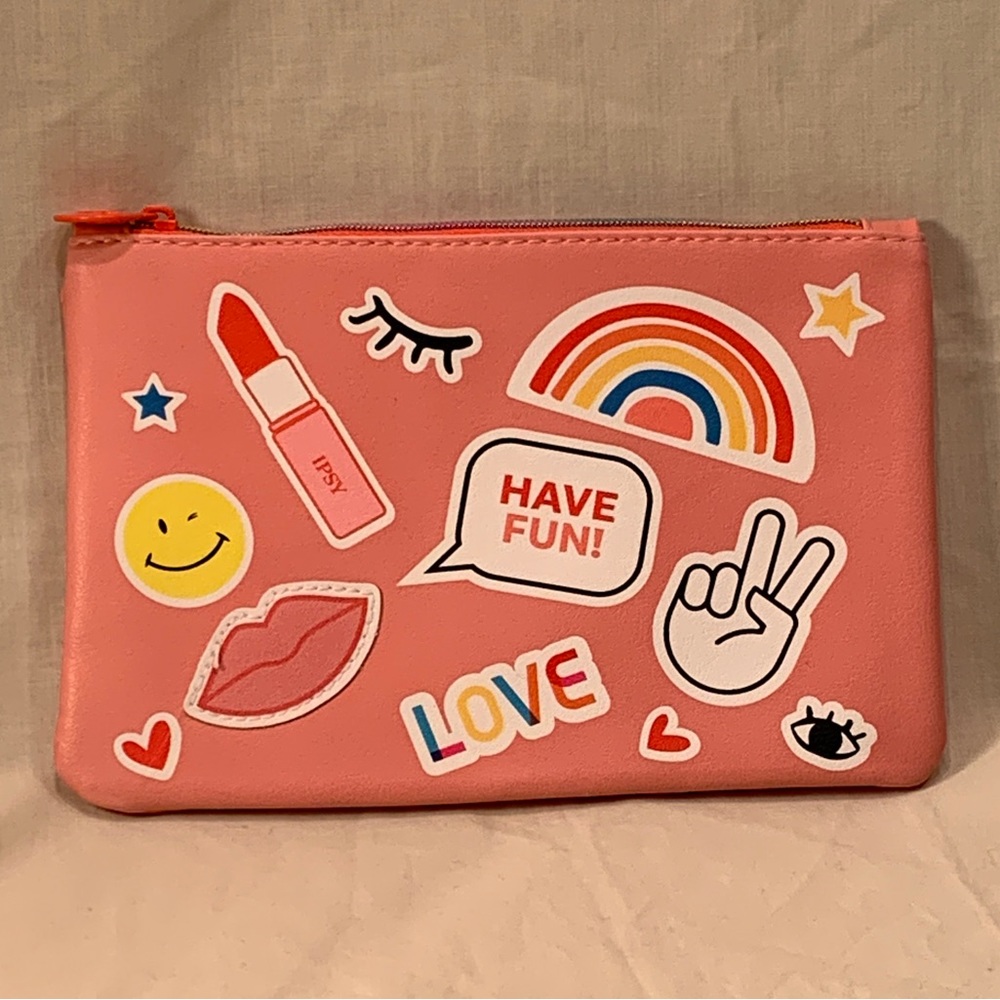 Ipsy glam makeup bag pink emoji style, bag only.